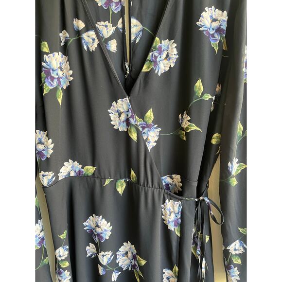 Lush Nordstrom Elly Wrap Dress Black BohoFloral Flower Print Cottage Core Sz XL - Picture 11 of 16